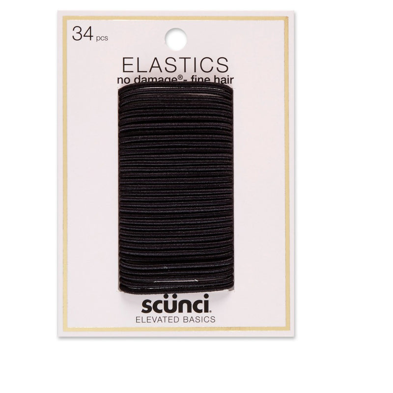 scunci Small  No Damage Elastics - Black - 2mm/34ct6