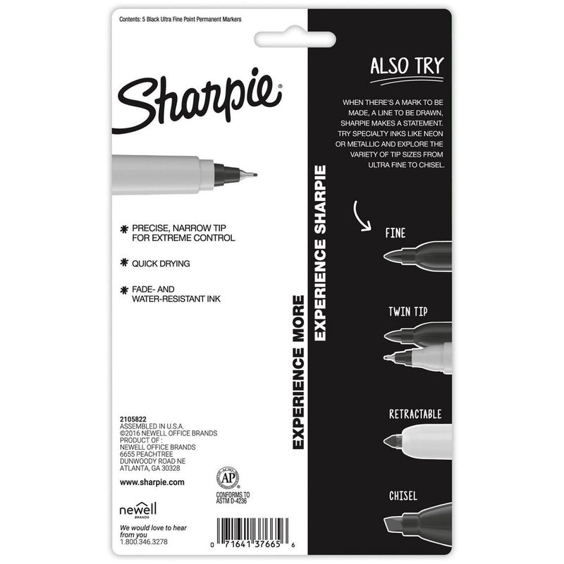 Sharpie 5ct Permanent  Markers Ultra Fine Black2