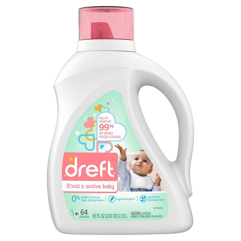 Dreft Stage 2:  Active Baby Liquid Laundry Detergent - 100 fl oz