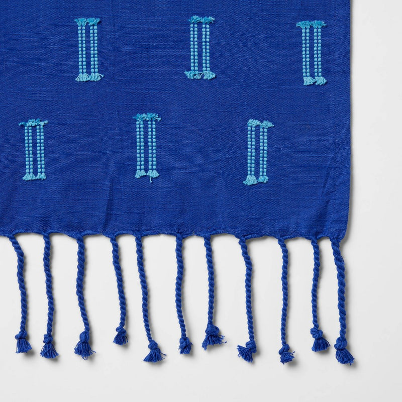 72" x 14" Cotton Clipped Table Runner Blue - Opalhouse
