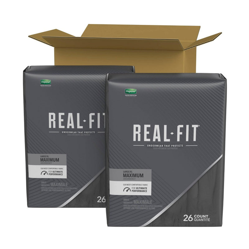 Depend Real Fit Incontinence Underwear for Men - Maximum Absorbency - Large/Extra-Large - Black - 52ct
