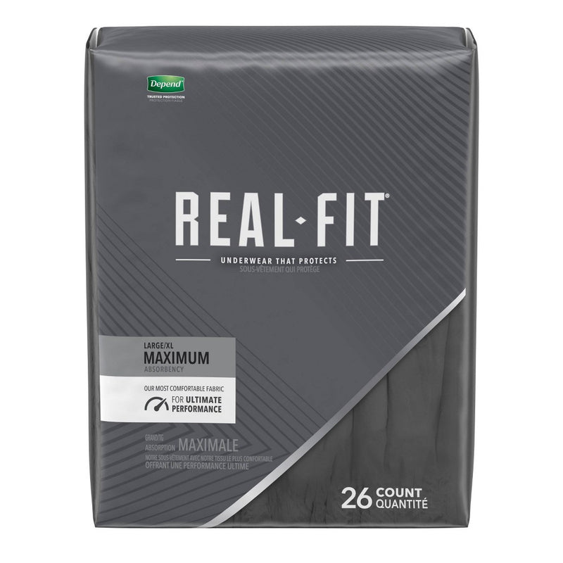 Depend Real Fit Incontinence Underwear for Men - Maximum Absorbency - Large/Extra-Large - Black - 52ct