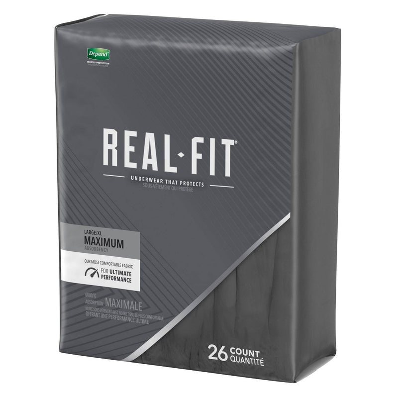 Depend Real Fit Incontinence Underwear for Men - Maximum Absorbency - Large/Extra-Large - Black - 52ct