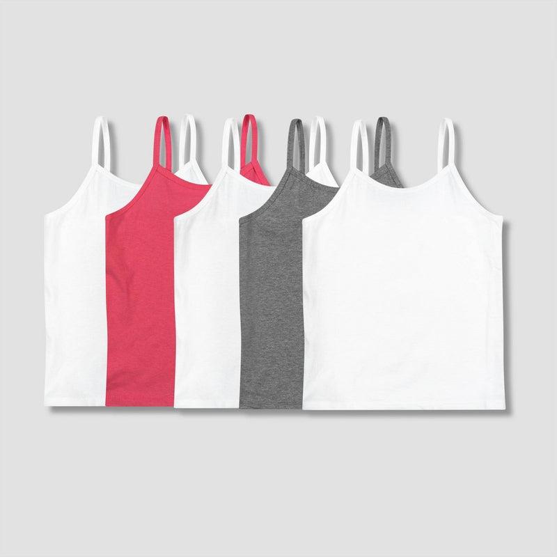 Girls' Hanes 5pk Camisole - White/Gray/Pink M