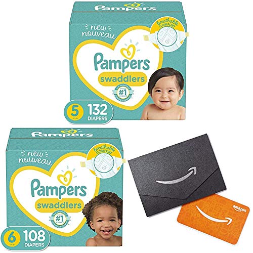 Baby Diapers Size 5, 132 Count - Pampers Swaddlers with Baby Diapers Size 6, 108 Count - Pampers Swaddlers and Amazon.com Gift Card in a Mini Envelope (LOCAL PICKUP ONLY)