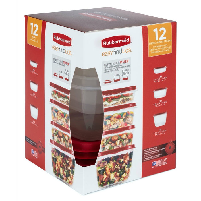 Rubbermaid 4pk 14 cup Easy Find Lids Food Storage Container Red