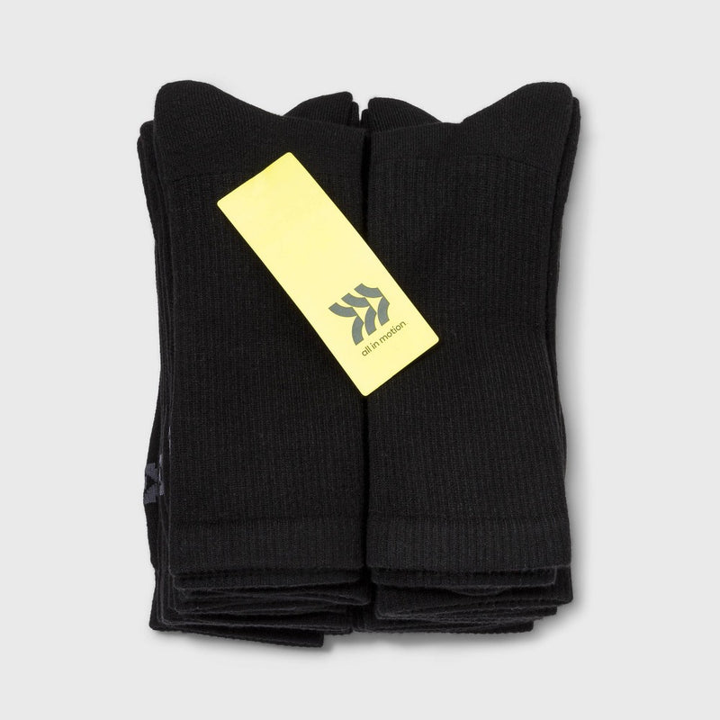 Men's Crew Cushion Athletic Socks 12pk - All in Motion Black 6-12