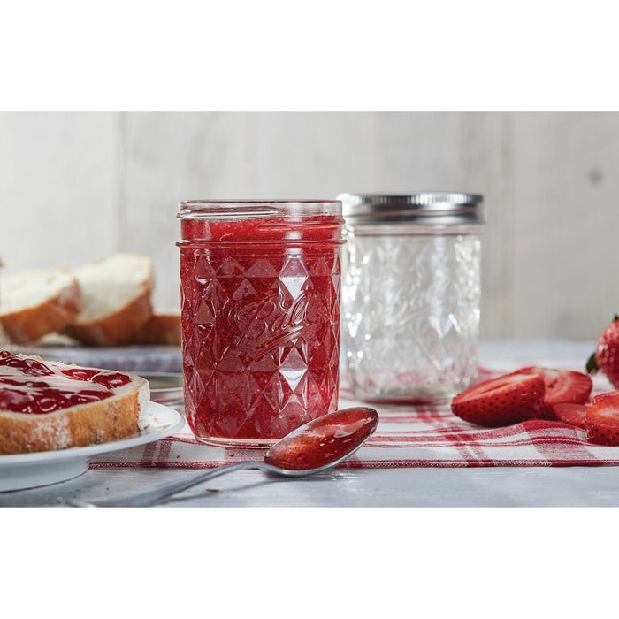 Ball Set of 12 Half Pint (8 oz.) Quilted Mason Jar