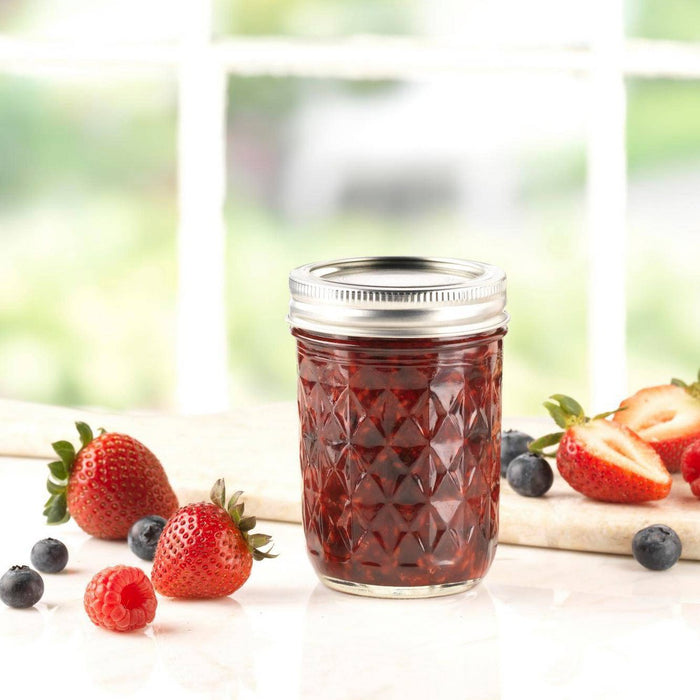 Ball Set of 12 Half Pint (8 oz.) Quilted Mason Jar