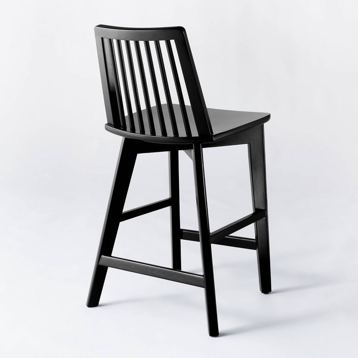 Linden Modified Windsor Wood Counter Height Barstool Black threshold designed with Studio McGee (LOCAL PICKUP ONLY)