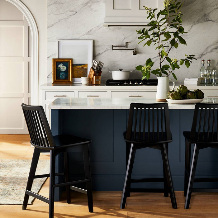 Linden Modified Windsor Wood Counter Height Barstool Black threshold designed with Studio McGee (LOCAL PICKUP ONLY)