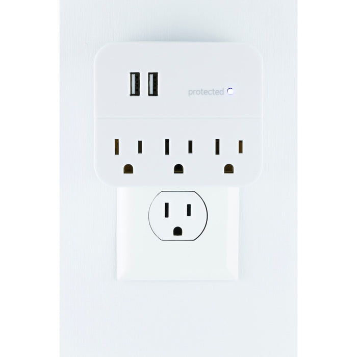 General Electric 3 Outlet 2 USB Port Surge Protector Tap 560 White