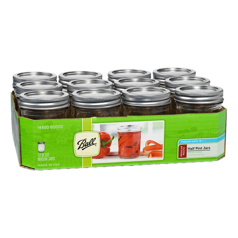 Ball 8oz 12pk Glass Regular Mouth Mason Jar with Lid and Band