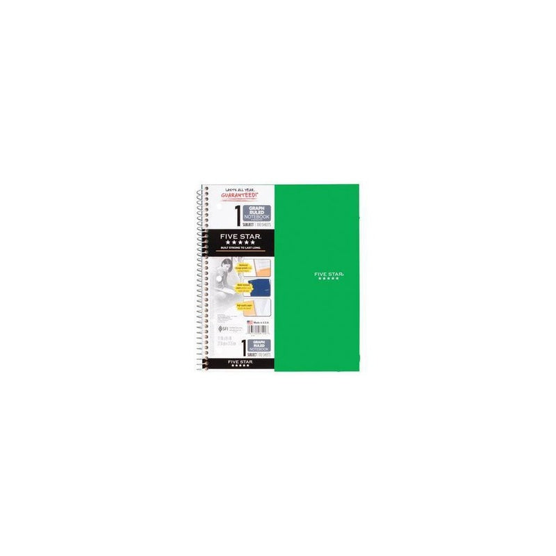 Five Star 1 Subject Graph Ruled Solid Spiral Notebook