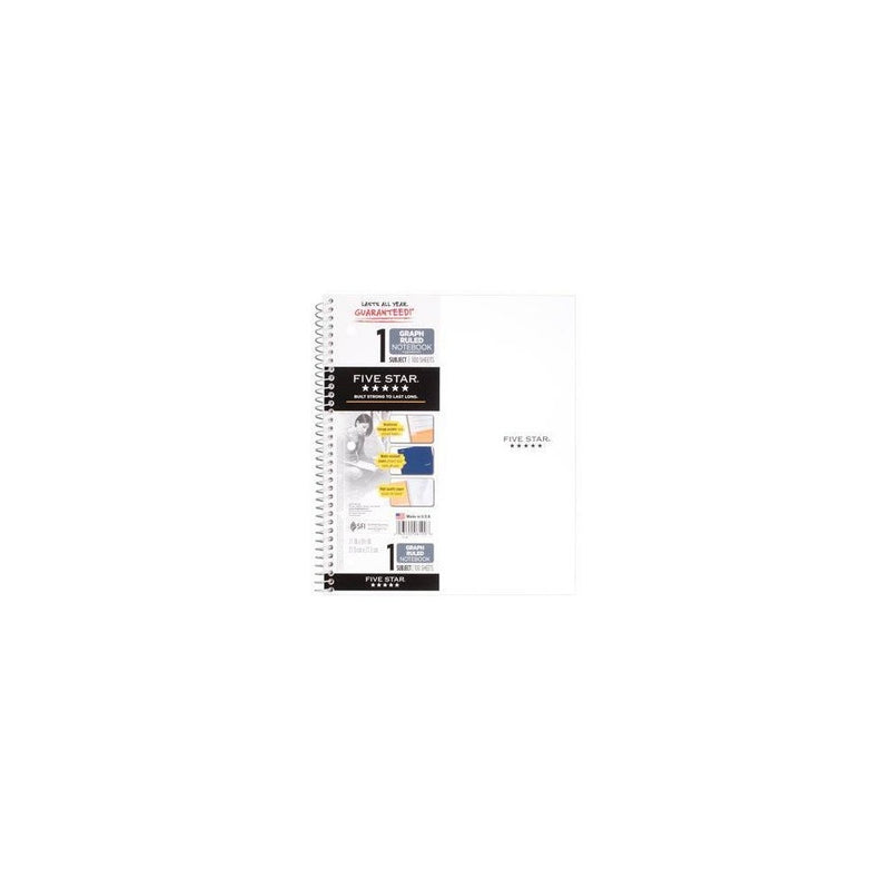 Five Star 1 Subject Graph Ruled Solid Spiral Notebook