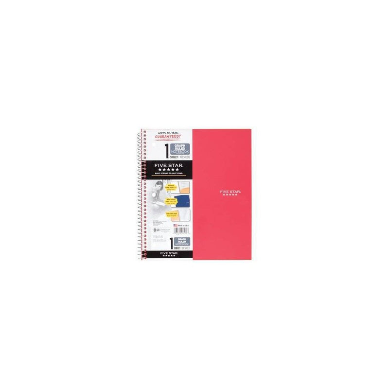 Five Star 1 Subject Graph Ruled Solid Spiral Notebook