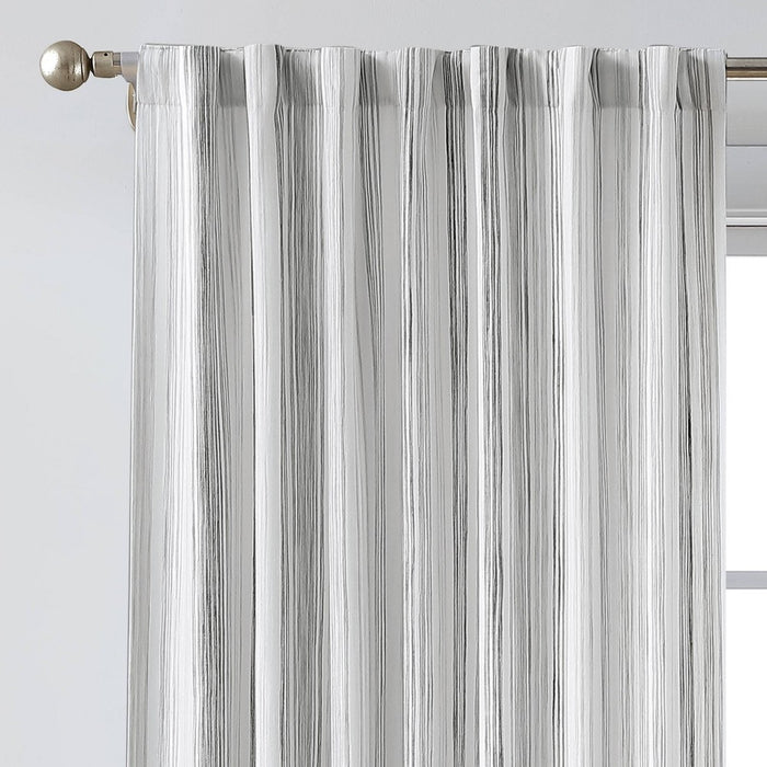 84"x50" Striped Light filtering Curtain Panel Gray - Threshold