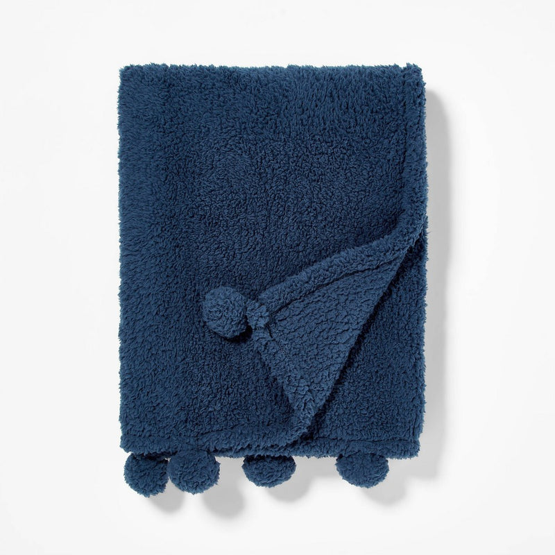 Teddy Bear Plush Throw Navy - Pillowfort