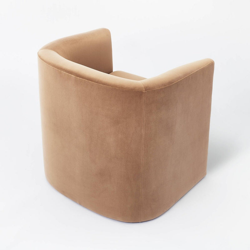 Vernon Upholstered Barrel Accent Chair Light Brown Velvet - Threshold designed with Studio McGee (LOCAL PICKUP ONLY)