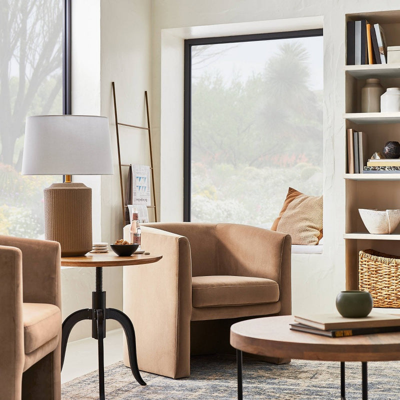Vernon Upholstered Barrel Accent Chair Light Brown Velvet - Threshold designed with Studio McGee (LOCAL PICKUP ONLY)
