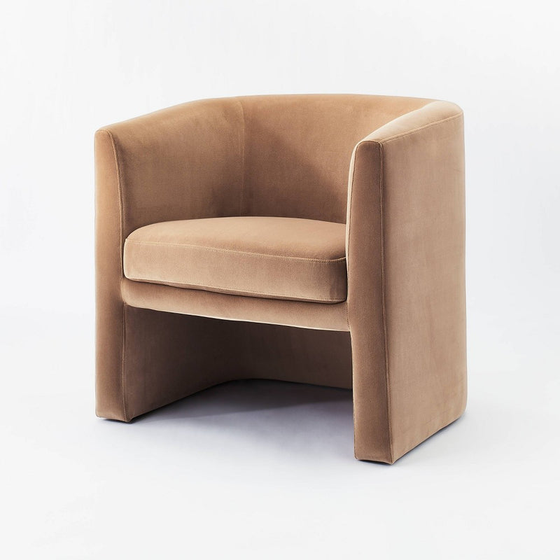 Vernon Upholstered Barrel Accent Chair Light Brown Velvet - Threshold designed with Studio McGee (LOCAL PICKUP ONLY)