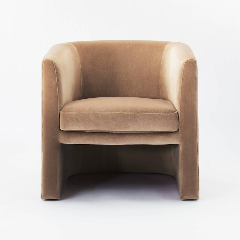Vernon Upholstered Barrel Accent Chair Light Brown Velvet - Threshold designed with Studio McGee (LOCAL PICKUP ONLY)
