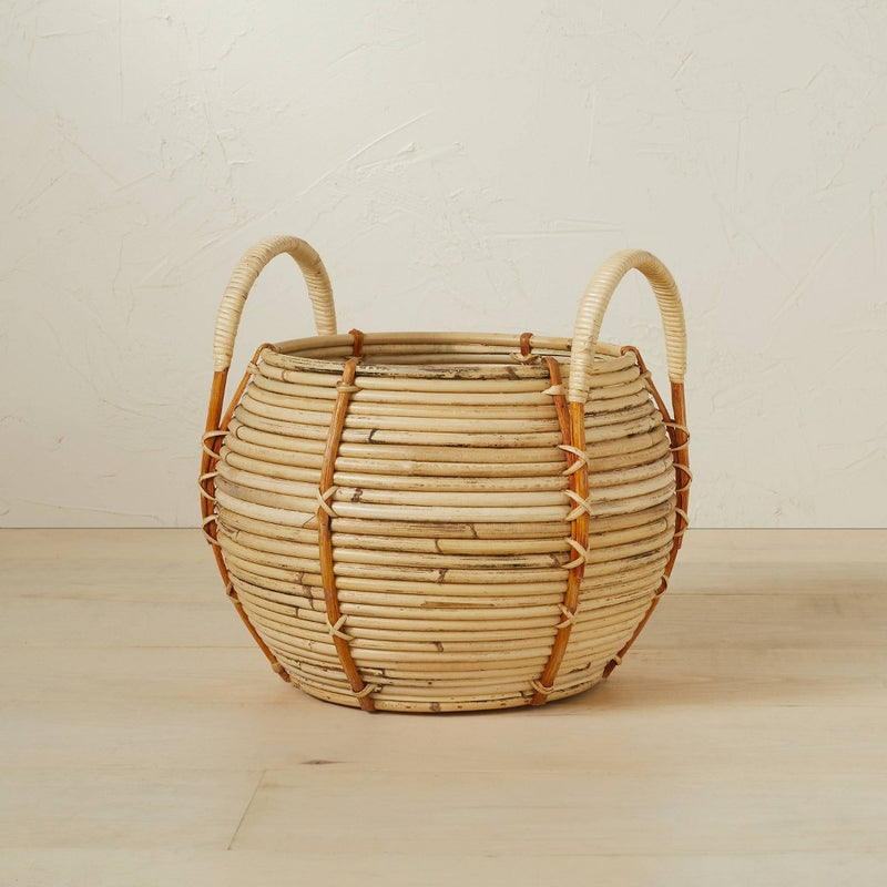 10" x 10.5" Round Rattan Basket with Handle Natural - Opalhouse designed with Jungalow