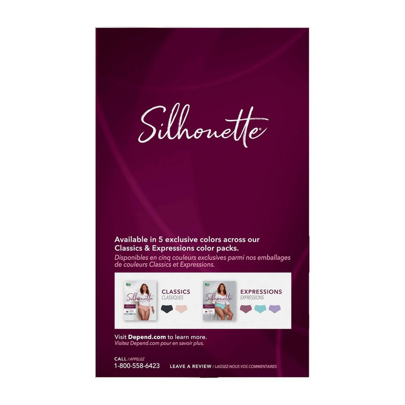 Depend Silhouette Incontinence Fragrance Free Underwear for Women - Maximum Absorbency - Medium - Pink & Black - 14ct