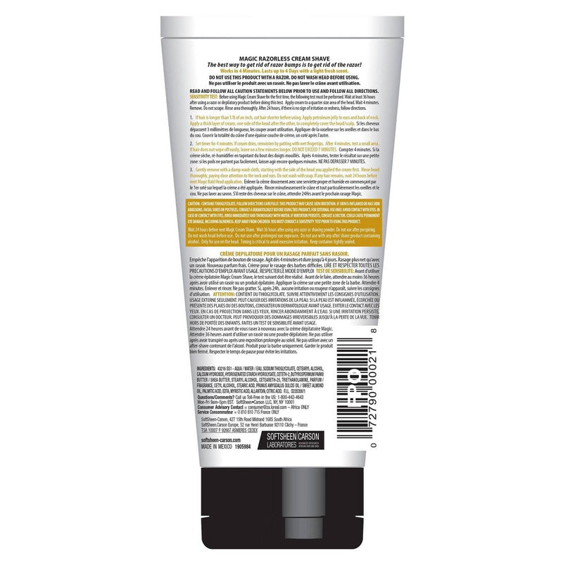 Magic Razorless Shaving Cream for Hair Removal, Bald Head Maintenance, Depilitory Cream - 6oz