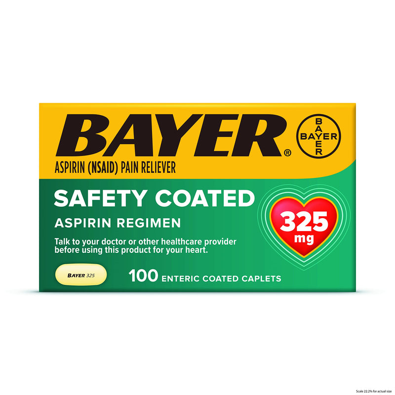 Bayer Aspirin Safety Coated 325 Mg Caplets 100 Caplets, Pack Of 2