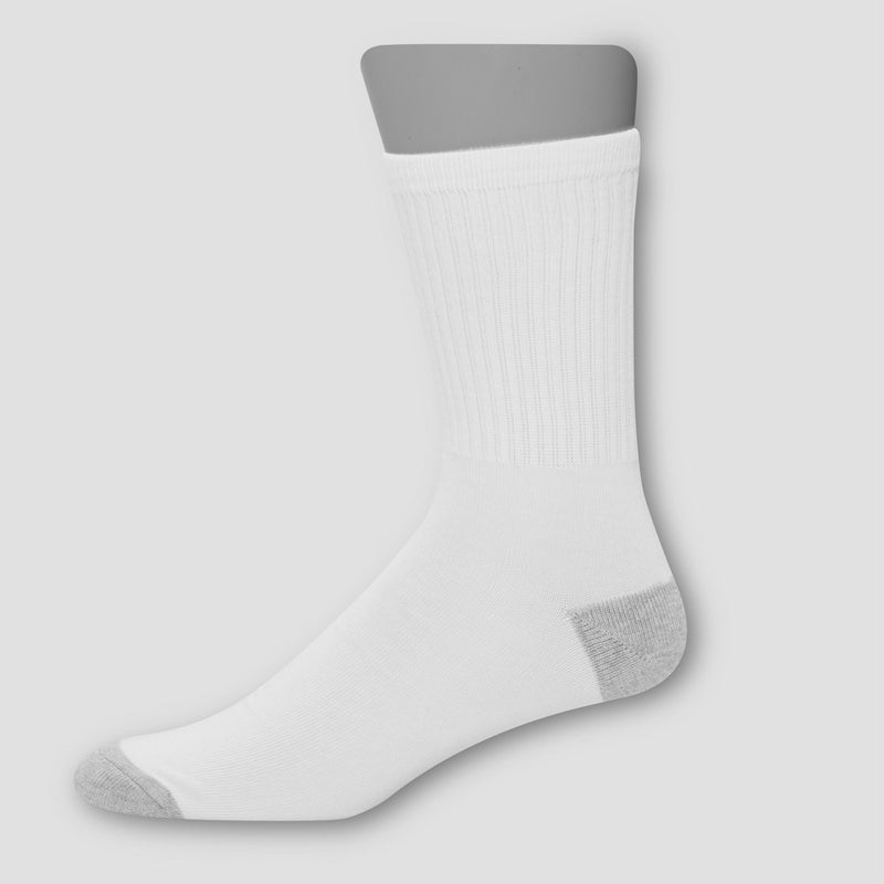 Hanes Men's Crew Super Value Socks 20pk - White/Gray 6-12
