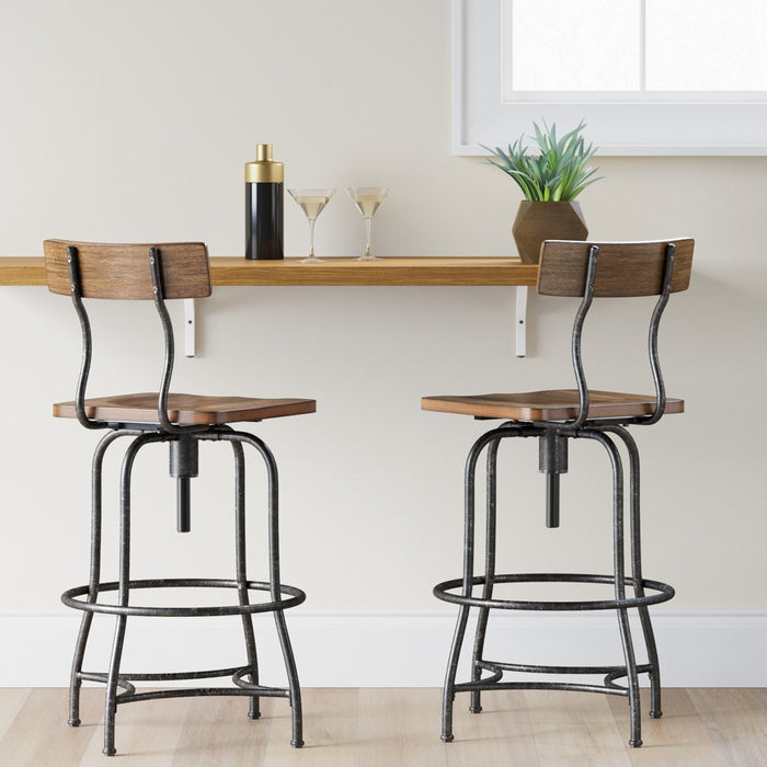 Woodsboro Adjustable Barstool Brown - Threshold (LOCAL PICKUP ONLY)