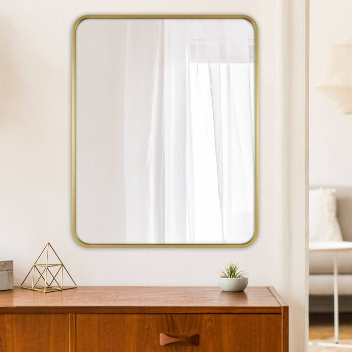 24" x 30" Rectangular Decorative Wall Mirror with Rounded Corners Brass - Project 62