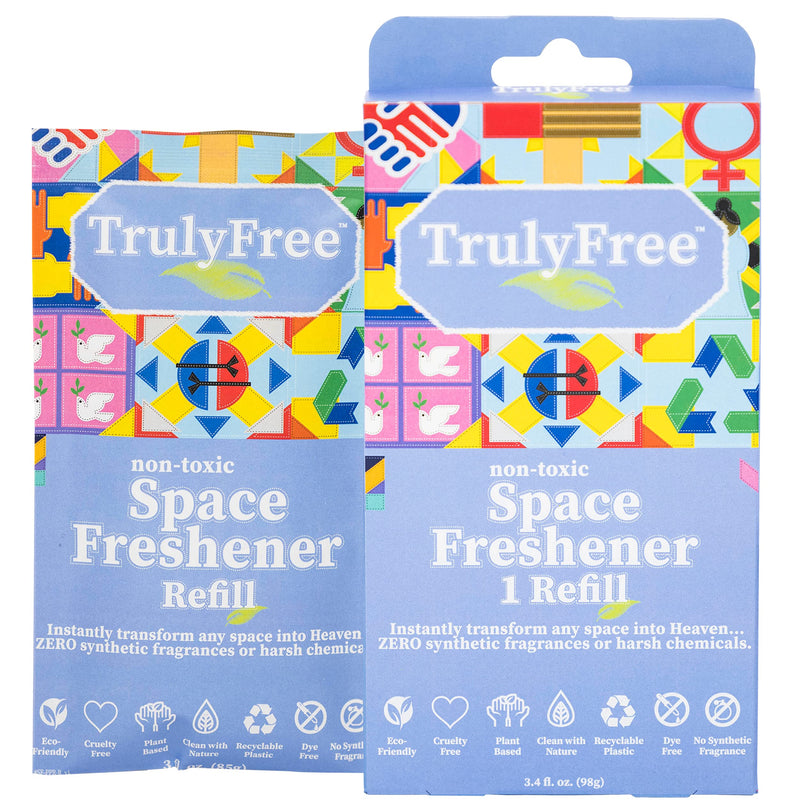 Truly Free Space Freshener Refill, 1 Pack (3.4 Oz) Lemongrass Essential Oil - Car And Air Fresheners For Home - All-Natural Odor Eliminator Room Spray - Refillable, No Synthetic Fragrances