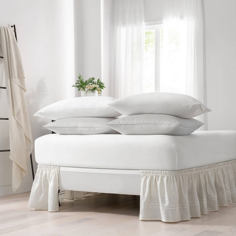 Gray Wrap Around Baratta Stitch Ruffled Bed Skirt (Queen/King) (80" X 60") - EasyFit