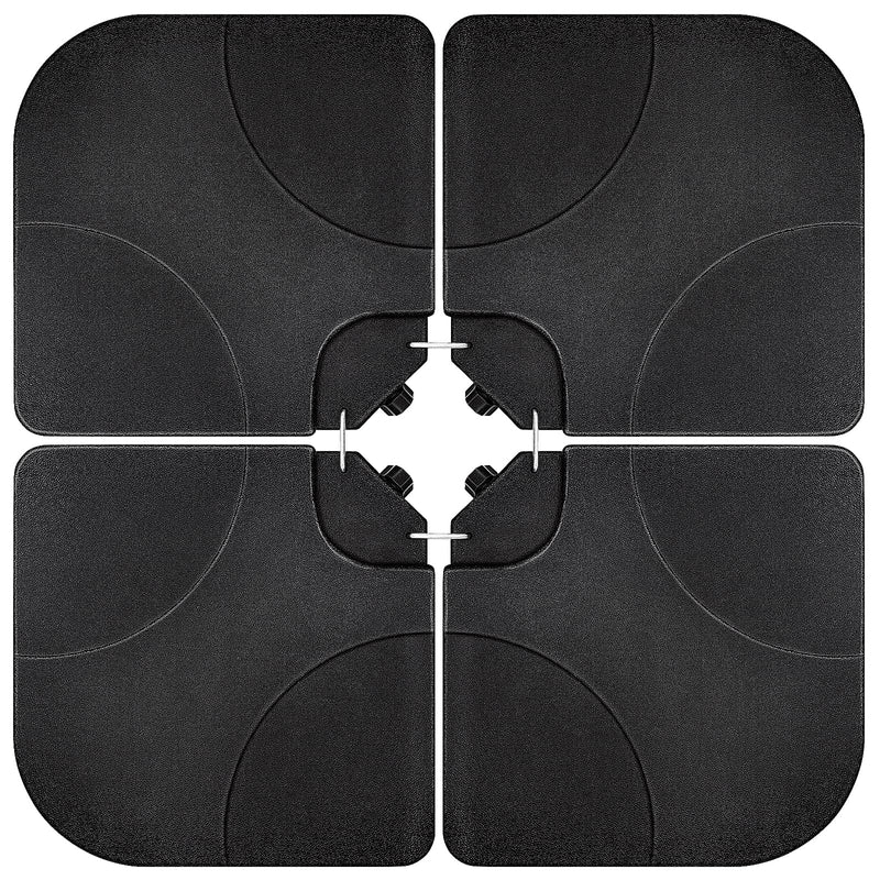 Artpuch 4Pcs Square Offset Umbrella Base Plastic Cantilever Patio Umbrella Base, Water/Sand Filled Umbrella Base (176Lbs, Dark Black) (LOCAL PICKUP ONLY)