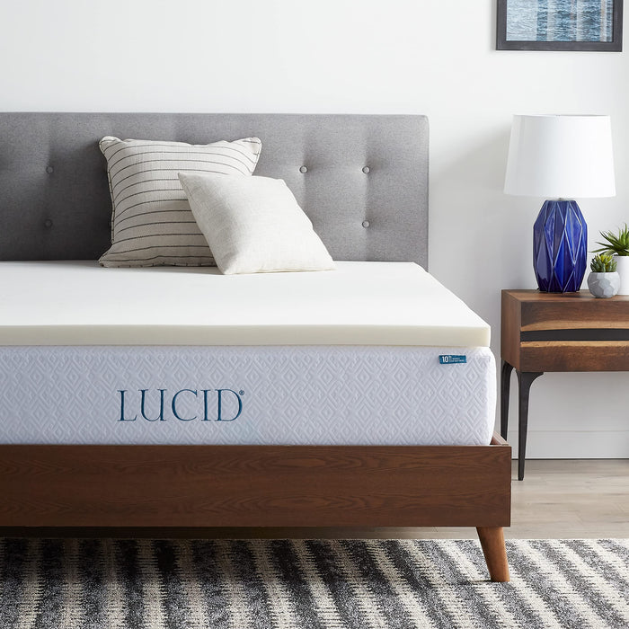 LUCID 2 Inch Traditional Foam Mattress Topper - Hypoallergenic - Ventilated - Conforming Support – Twinxl