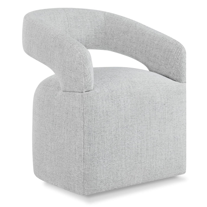 KISLOT Upholstered Dining Chairs With Removable Casters Barrel Side Armchair With Rollers For Diningroom Bedroom Livingroom Reading Room, Light Grey, 1PCS (LOCAL PICKUP ONLY)