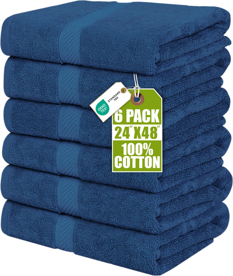Utopia Towels 6 Pack Medium Bath Towels, 24X48 In, 500 GSM Cotton, Navy