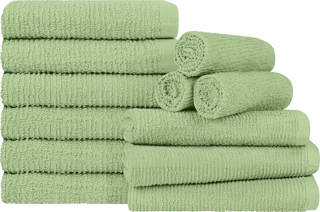 Utopia Sage Green  Ribbed Bar Towel 12pk