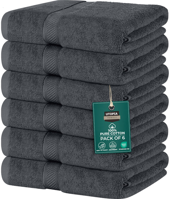 Utopia Towels 6 Pack Bath Towel Set (24 X 48 Inches), 500 GSM 100% Ring Spun Cotton Medium Lightweight And Highly Absorbent Quick Drying, Premium Towels For Hotel, Spa And Bathroom (CG)