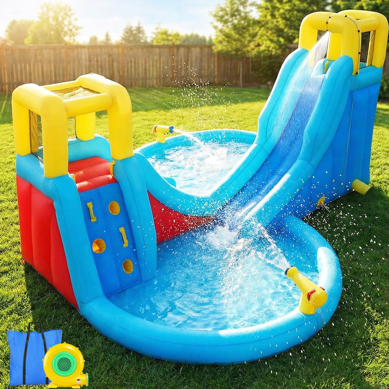 AKEYDIY Inflatable Water Slides, Circular Style Outdoor Inflatable Water Park With Climbing, Basketball Rim, Splash Pool, Water Cannon, Blow Up Water Slides For Kids Backyard (LOCAL PICKUP ONLY)