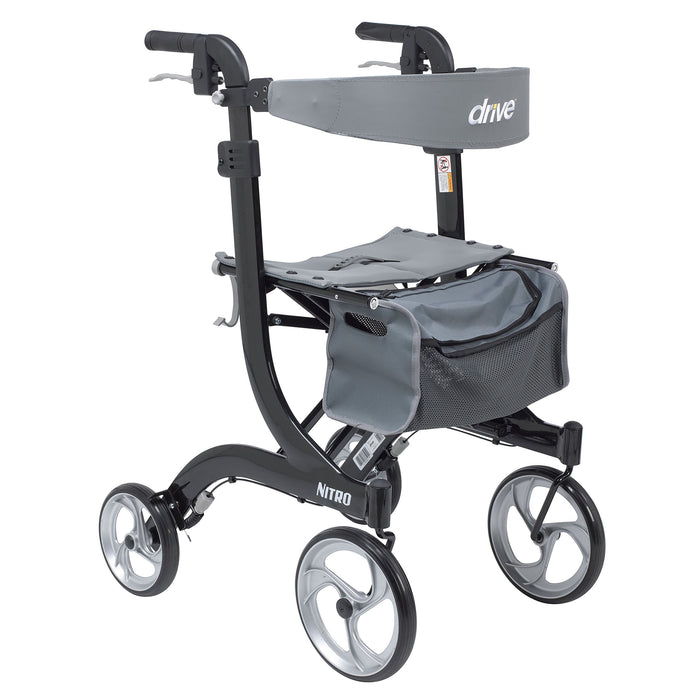 Drive Medical RTL10266BK-T Nitro Foldable Rollator Walker With Seat, Tall Height, Black (LOCAL PICKUP ONLY)