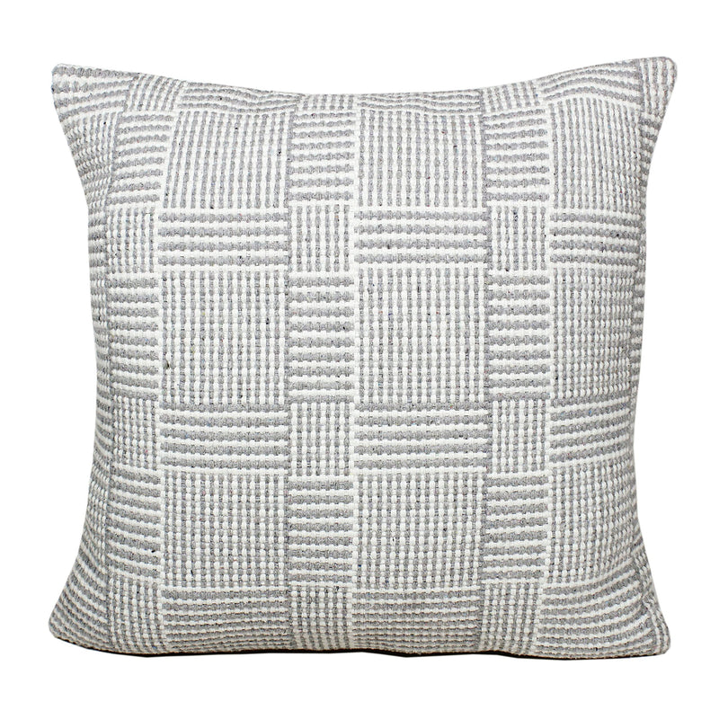 LR Home Modern Multi-Geometric Striped Throw Pillow, Gray/White