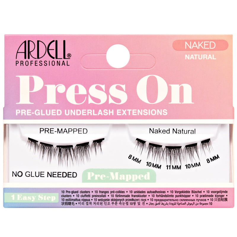Ardell Press On Lashes Pre-Glued Underlash Extensions - Naked Natural Lash Clusters, No Glue Needed Self Adhesive Eyelashes, DIY Cluster Eyelash Extension, Black
