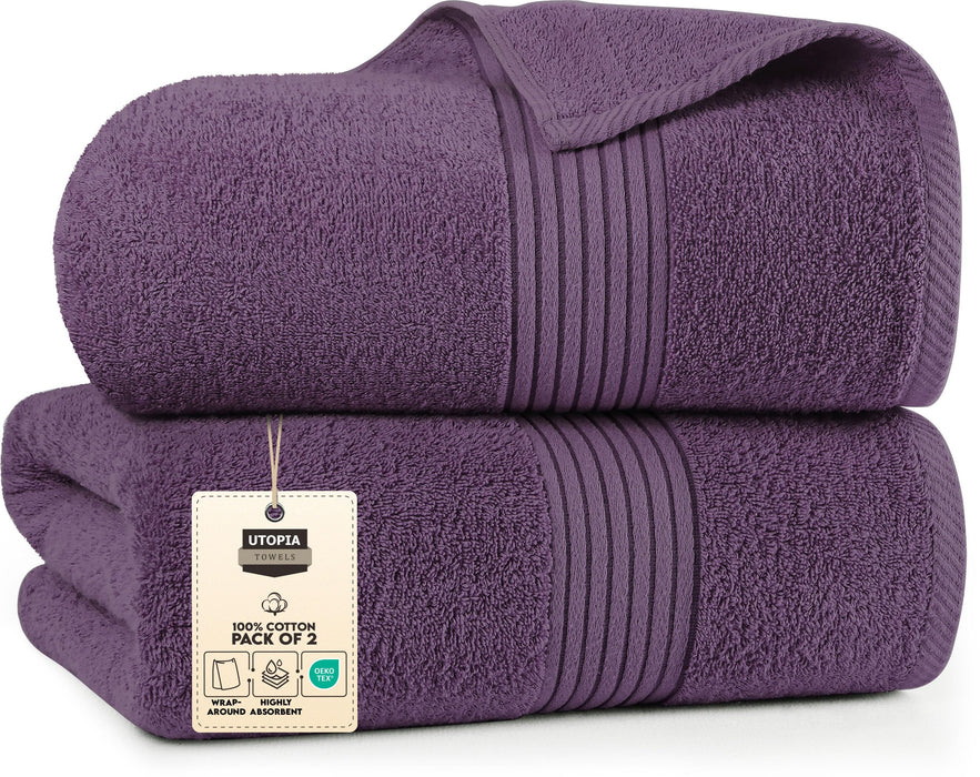 Utopia Towels - Premium Jumbo Bath Sheet 2 Pack - 100% Cotton Highly Absorbent And Quick Dry Extra Large Bath Towel - Super Soft Hotel Quality Towel (35 X 70 Inches, Plum)