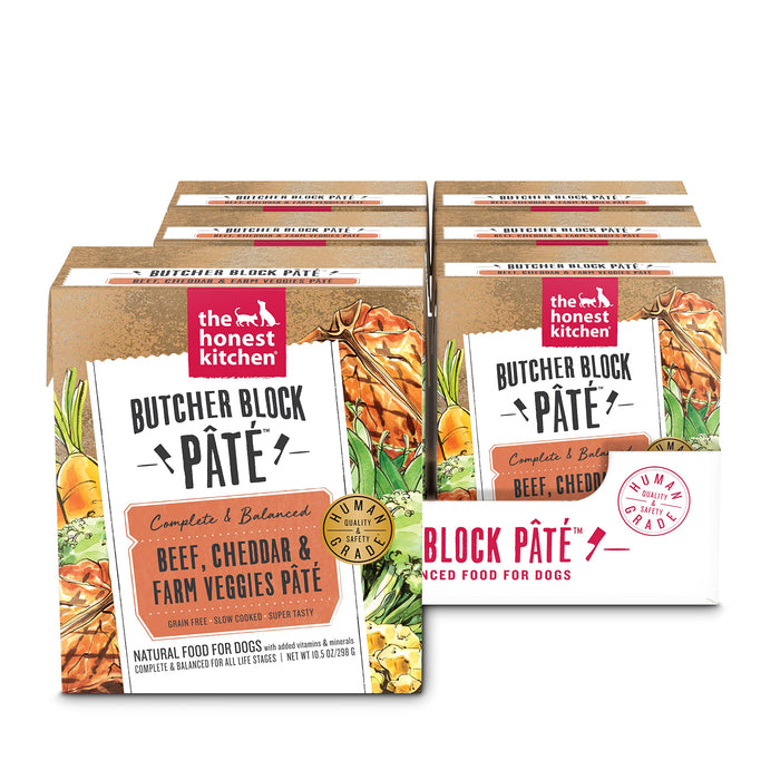 The Honest Kitchen Butcher Block Pâté: Beef, Cheddar & Farm Veggies Wet Dog Food, 10.5 Oz (Pack Of 6)