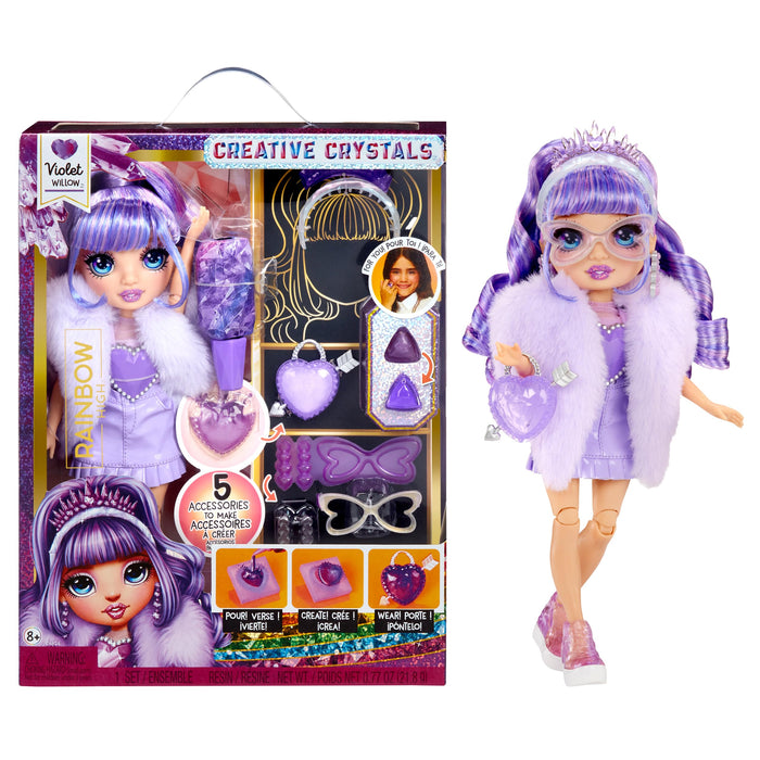 RAINBOW HIGH Creative Crystals Purple - 28 Cm Purple Mannequin Doll With Crystal Accessory Kit, Ring For You, Resin Game, Gift For 8+ Years, Non-Edible