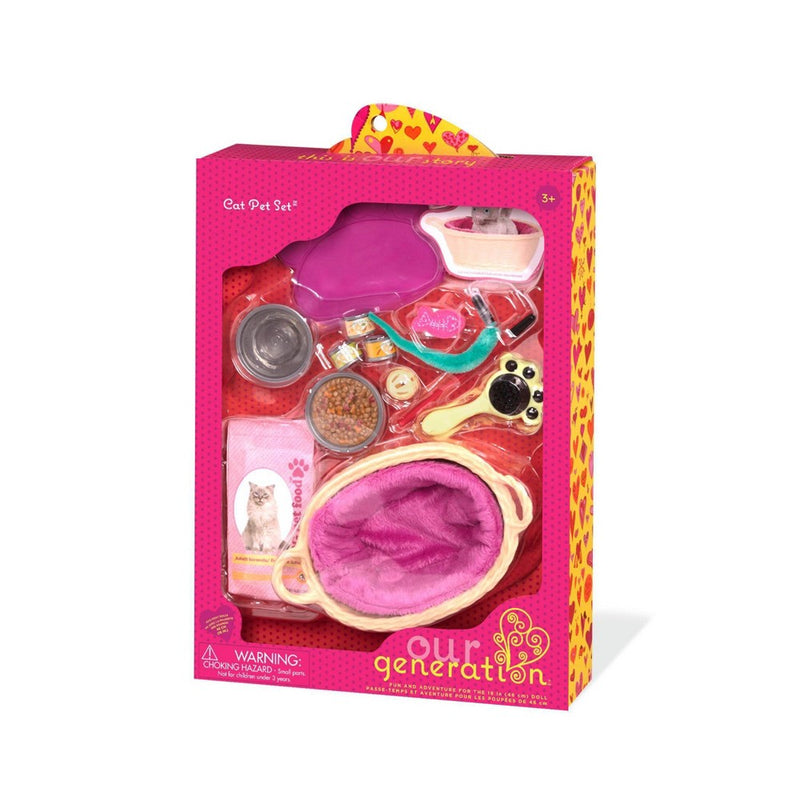 Our Generation Cat Pet Plush Care Accessory Set for 18" Dolls