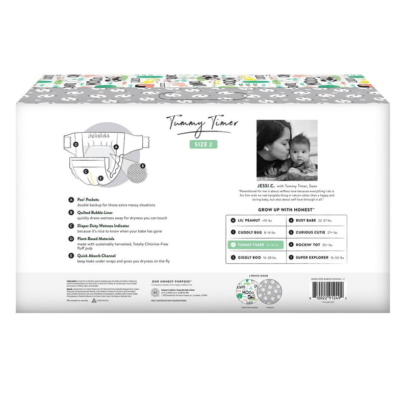 The Honest Company Disposable Diapers Pandas & Barnyard Babies - Size 2 - 76ct